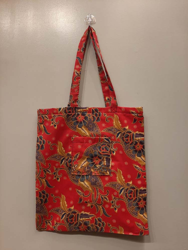 Batik Tote Bag Floral Red - Curate